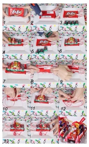 Step by step instructions on how to make a candy sleigh gift.