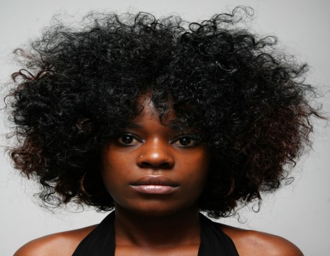 African American woman showing off her natural fro.