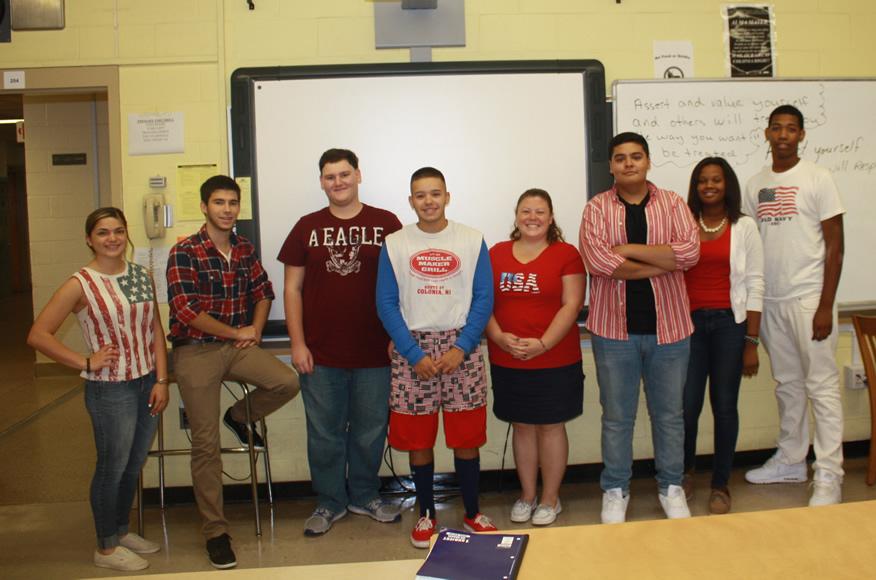 Sims Journalism Class is proud to wear red, white and blue and support Spirit Week.