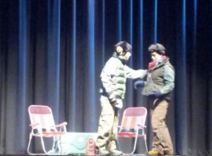 Two Colonia students acting out in the play almost Maine.
