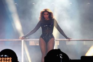Beyoncé performing during the On The Run show in Paris.