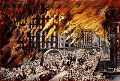 On this day in 1871, the Great Chicago Fire began, which killed over 200 people, and left several blocks of downtown Chicago in ruins. Over 100,000 people were left homeless. This lead to an increase in steel and stone buildings rather than the wood ones that easily burnt. 