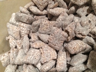 Delicious puppy chow with a peppermint twist