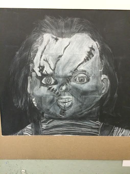 Startling students who walk past, this portrait of Chuckie was scary good.