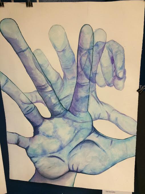 With an amazing combination of color and value, this piece by Edi Gonzalez hangs proudly in the CHS art expo.