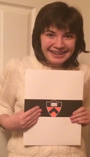 Heather Newman, pictured above holding her Princeton acceptance letter.