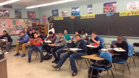 Ferreiro and her first block Spanish 1s students in progress during class.