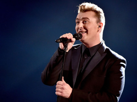 Sam Smith performing at the 57th Annual Grammy Awards.