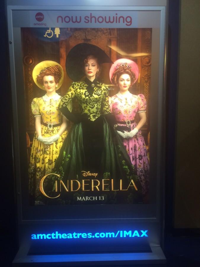 Poster inside AMC theaters of Lady Tremaine and her two daughters