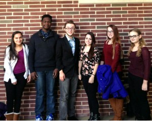 The Poetry Club from Colonia High School awaits the beginning of the region Poetry Out Loud Competition. 