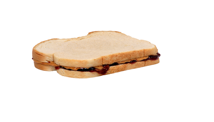 A peanut butter and jelly sandwich, a common lunch item 