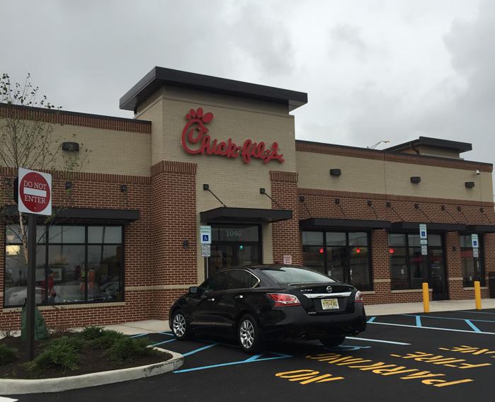 Chick-fil-A happily serving people even on cloudy days