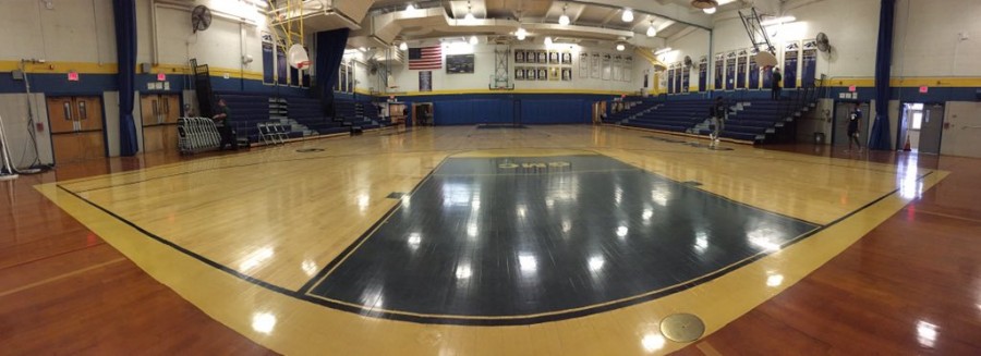 A panorama shot of the Colonia basketball players home.