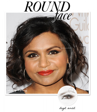 Mindy Kaling's round shaped face makes her brows blend perfectly.