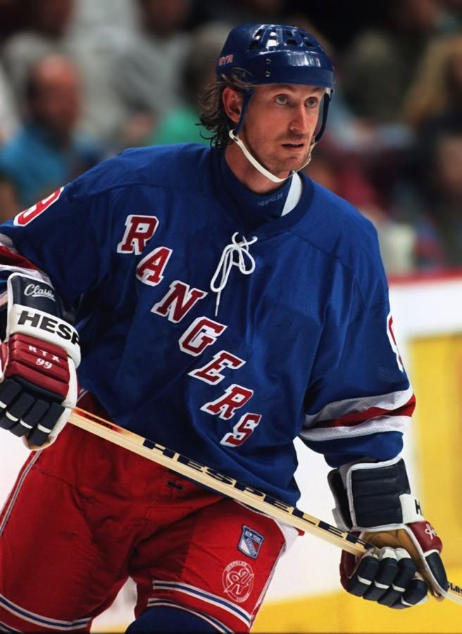 Wayne Gretzky in his New York Rangers uniform.