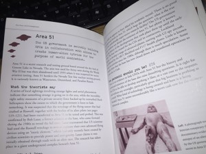 Conspiracy about Area 51, explained in the book.