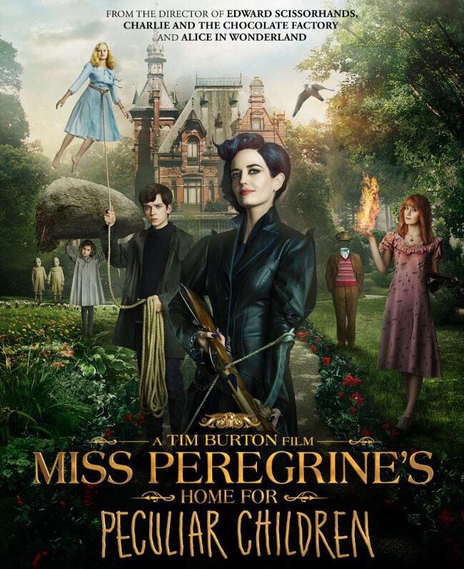 Expressing their Peculiarities the cast of Miss peregrine’s School for Peculiar Children are displayed on the movie poster. 