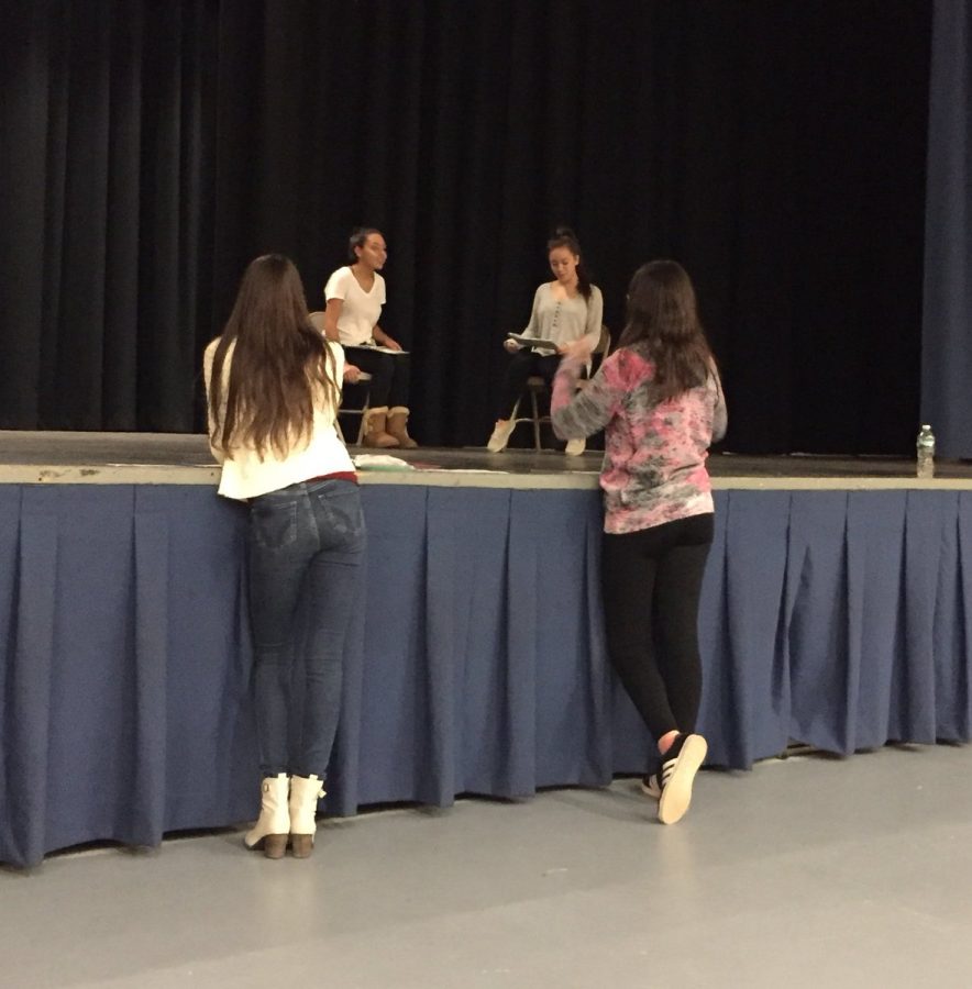 Directing their actors, Julia Paradizova (Left) and Sarah Gregory (Right) prepare for their show.