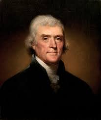 Thomas Jefferson posing for the artist painting 