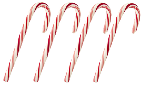 Four out of five candy canes = a Kiss Under the Misletoe