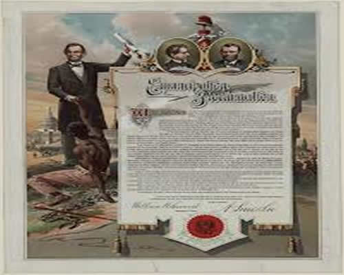 Standing next to his famous document this illustration of Abraham Lincoln represent the beginning of equality. 