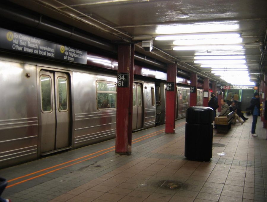 Speeding along the tracks the NYC subway operates 24/7