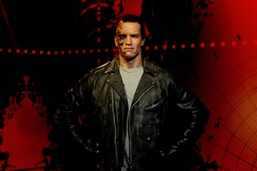 Standing strong even with his robot side showing The Terminator, played by Arnold Schwarzenegger is a classic symbol for science fiction genre films. 