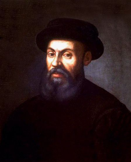 A Painting of Ferdinand Magellan shows his determination and will to cross the Atlantic and reach the pacific. 