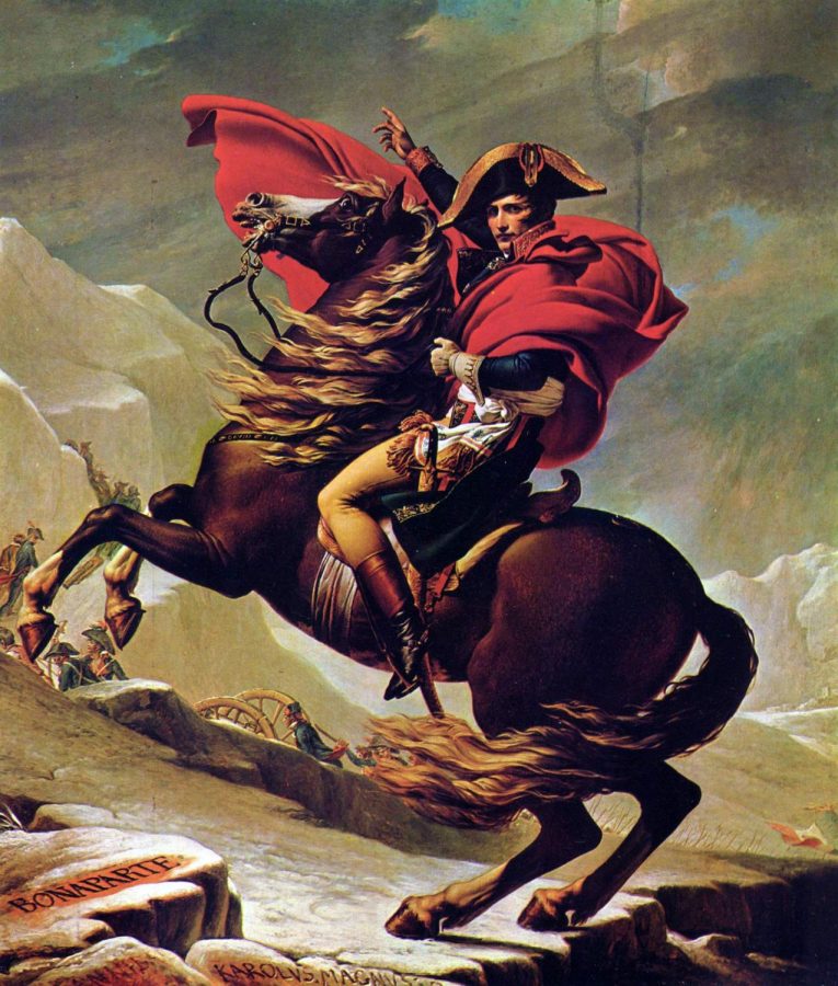 Riding his trusty steed, Napoleon crosses the Alps 