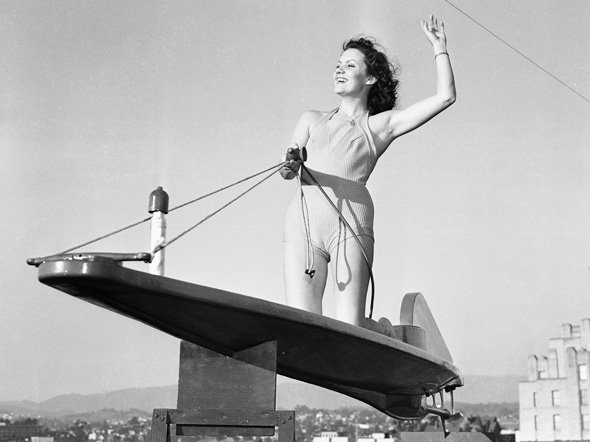 Model Diane Dorsey demonstrates the new motorized Aquaplane