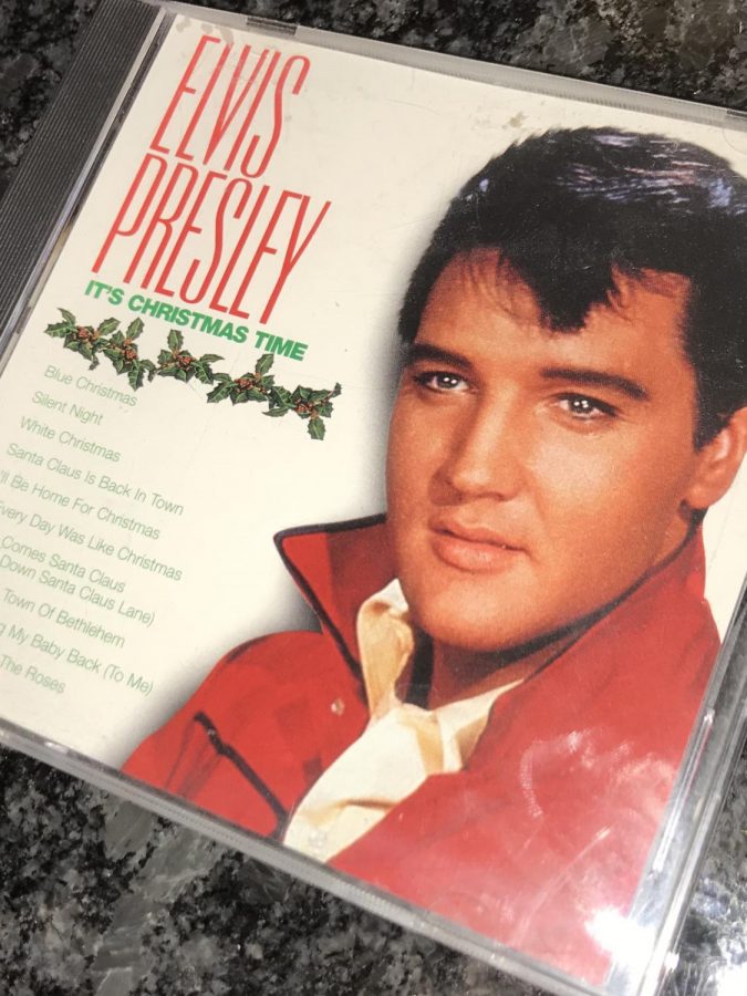Presleys Christmas themed album sitting on a table