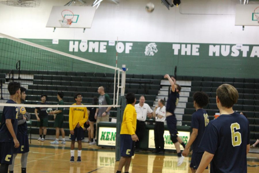 During the JFK volleyball game, Colonia team is getting ready to defeat JFK.