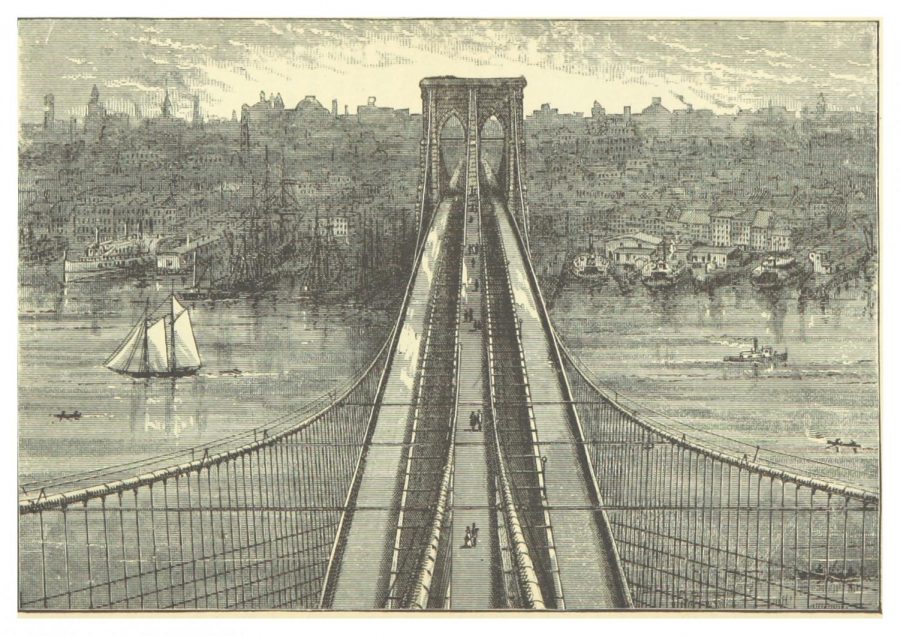 Opened in 1883, the Brooklyn bridge historically joined the cities of New York and Brooklyn.