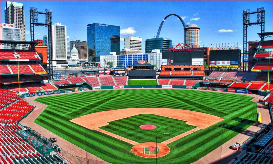 Busch Stadium, the home of the St. Louis Cardinals, empty before a game.