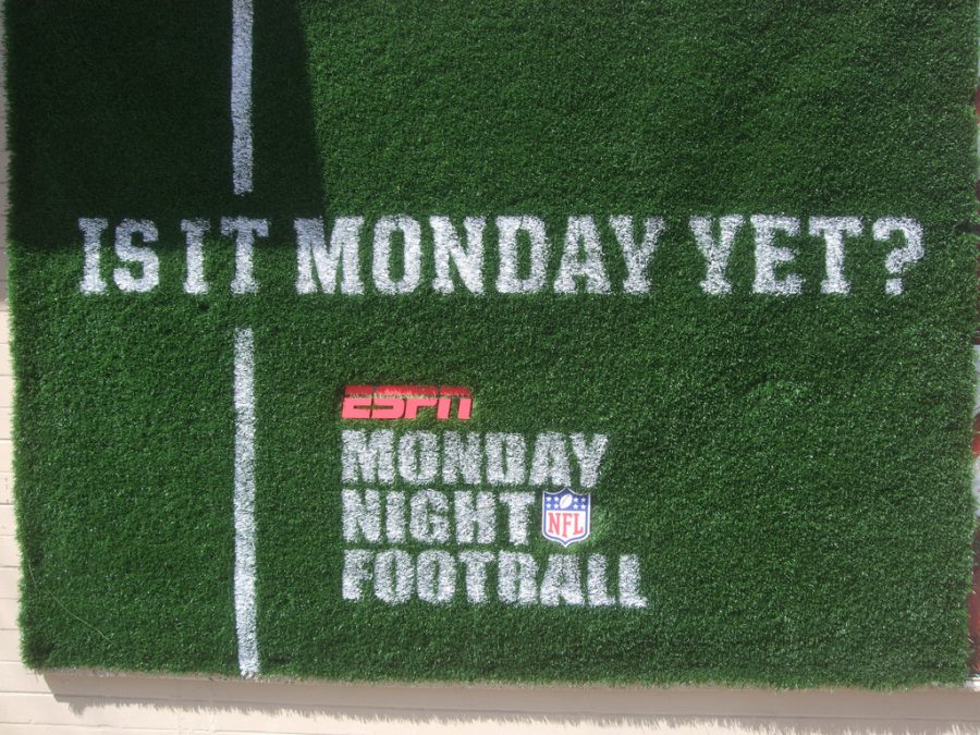 Every Monday ESPN broadcasts a football game on TV, seen here is the logo they use.