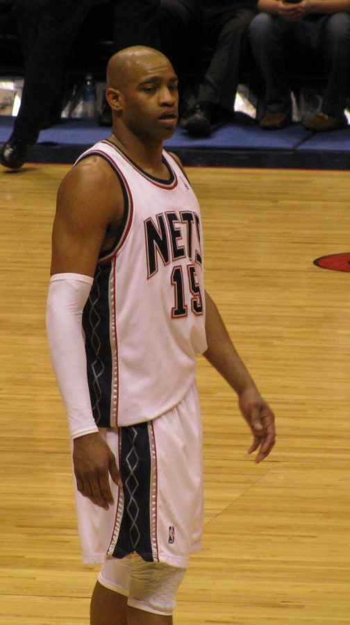 Carter is seen here playing for the New Jersey Nets, one of many teams he played for during his 21 year NBA career.