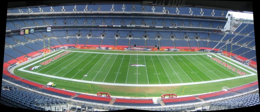 Mile High Stadium, the home of the Denver Broncos before a game is going to take place.