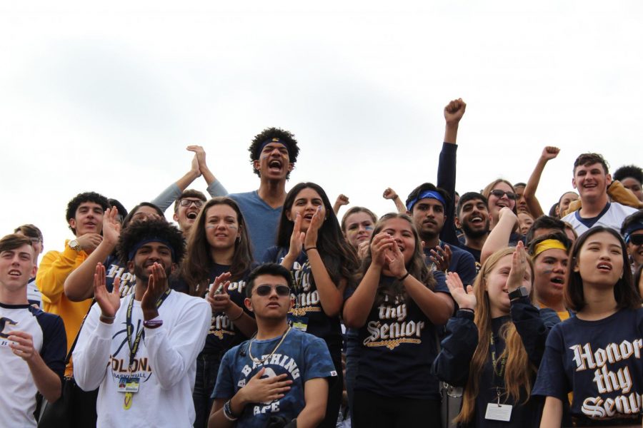 Seniors showing enthusiasm at the pep rally.