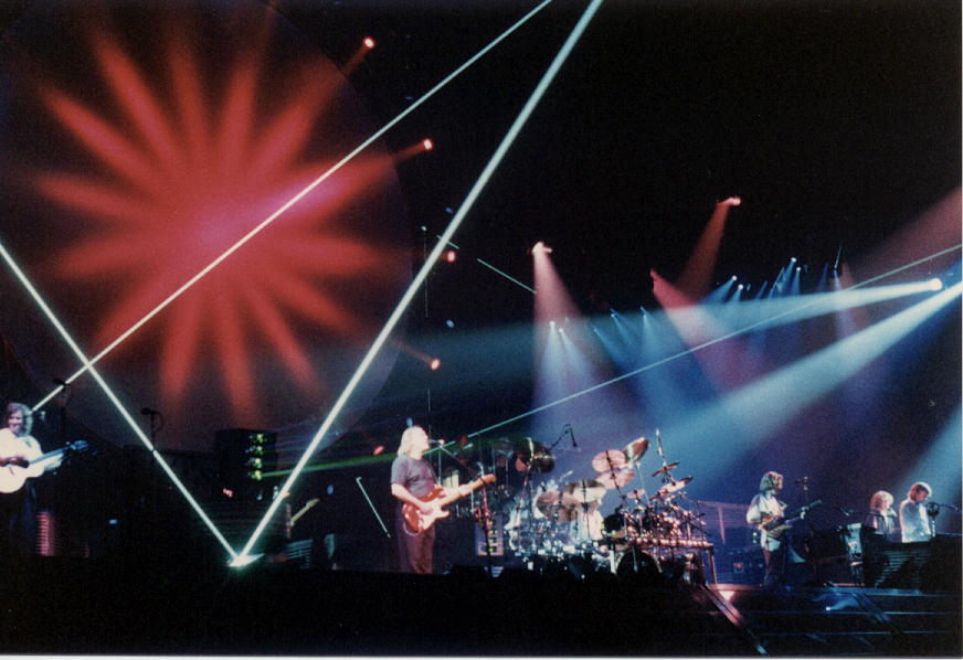 Performing at the concert, Pink Floyd, sings from their album Meddle