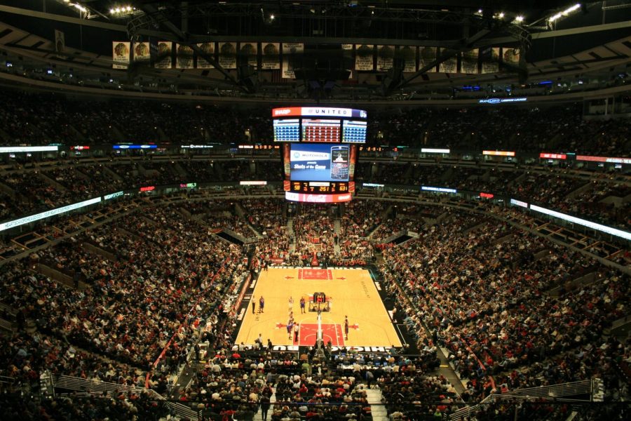 Seen here is the United Center Arena, home of the Chicago Bulls, who Thurmond played for when getting the quadruple double.