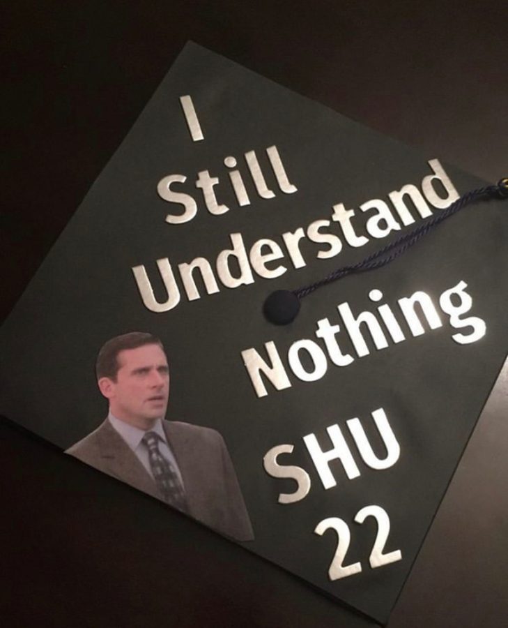 Former student, David Kaca, decorated his graduation cap inspired by one of his favorite shows, The Office.