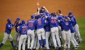 Seen here is the Chicago Cubs 2016 team celebrating after winning their first World Series in over 100 years.