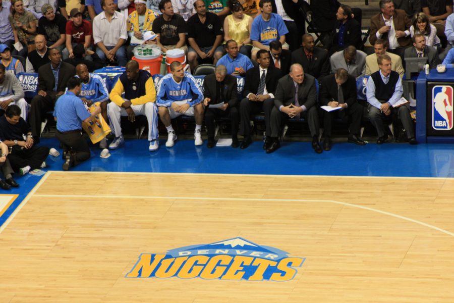 Seen here is a more current look at the Denver Nuggets bench, the loser of the NBAs highest scoring game.