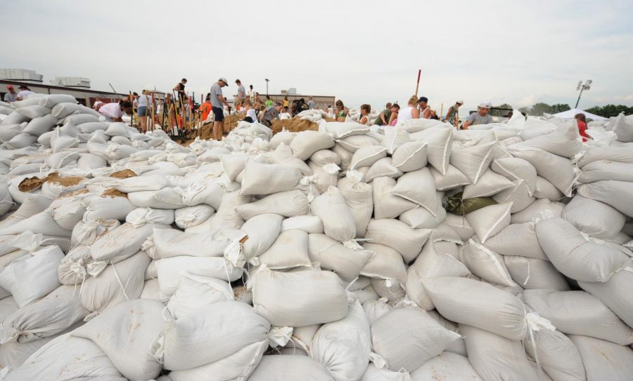 Sandbags are commonly used in preparation for hurricanes. 