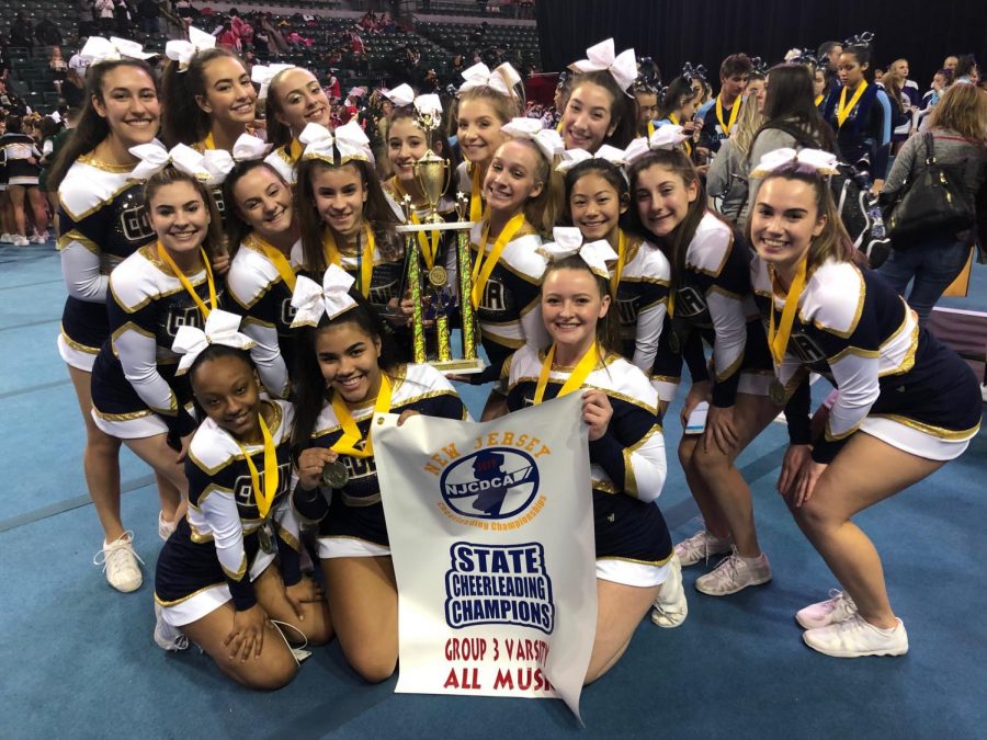 The Competition Cheer team after winning their state title on February 16.