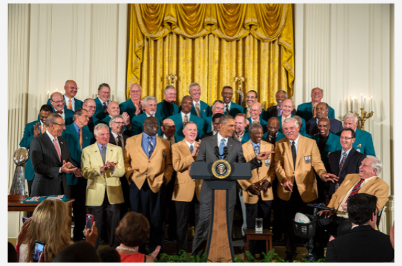 On this day in 1973 the Miami Dolphins (pictured behind Obama) won the AFC championship game