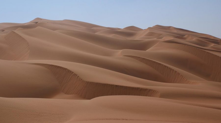 A desert is filled with a lot of sand