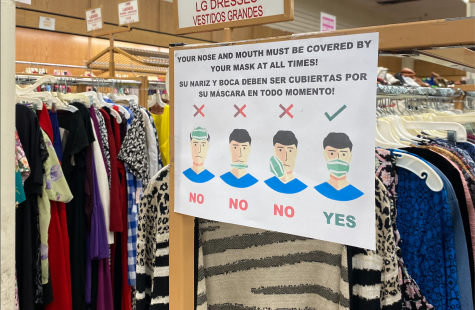 Looking out for the safety of their customers and staff, MyUnique Thrift placed signs all of the store on how to properly wear a mask.