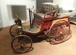 Pictured is an 1896 Benz automobile. This is the car in which Walter Arnold received the first ever speeding ticket. 