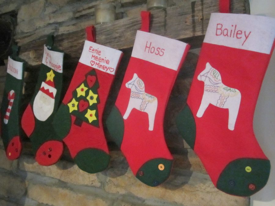 Pictured is a common adaptation of Christmas stockings. Theyre neatly hung above a fireplace, similar to those in the story. 